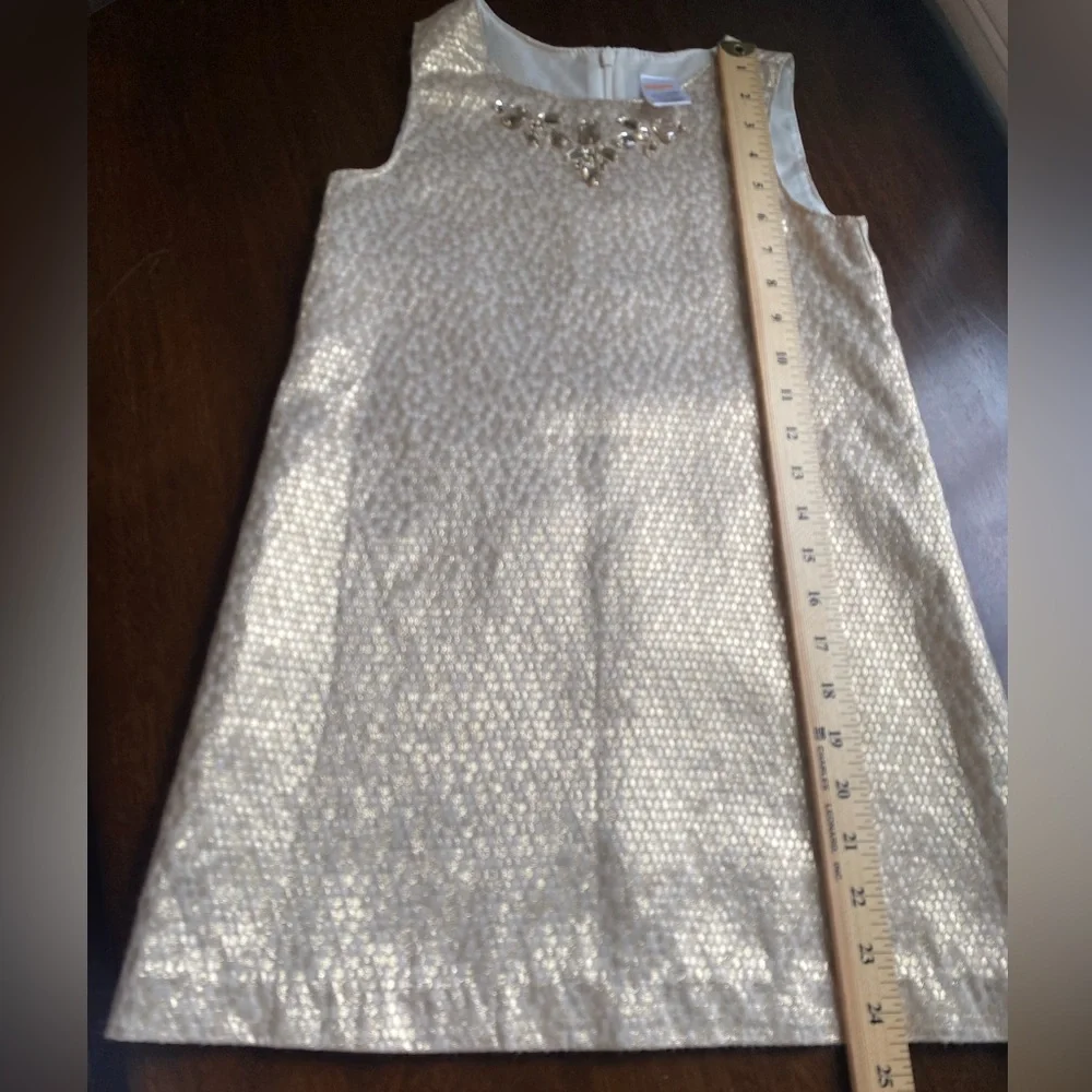 GYMBOREE GIRLS GOLD JEWELED SHIFT DRESS SIZE 7